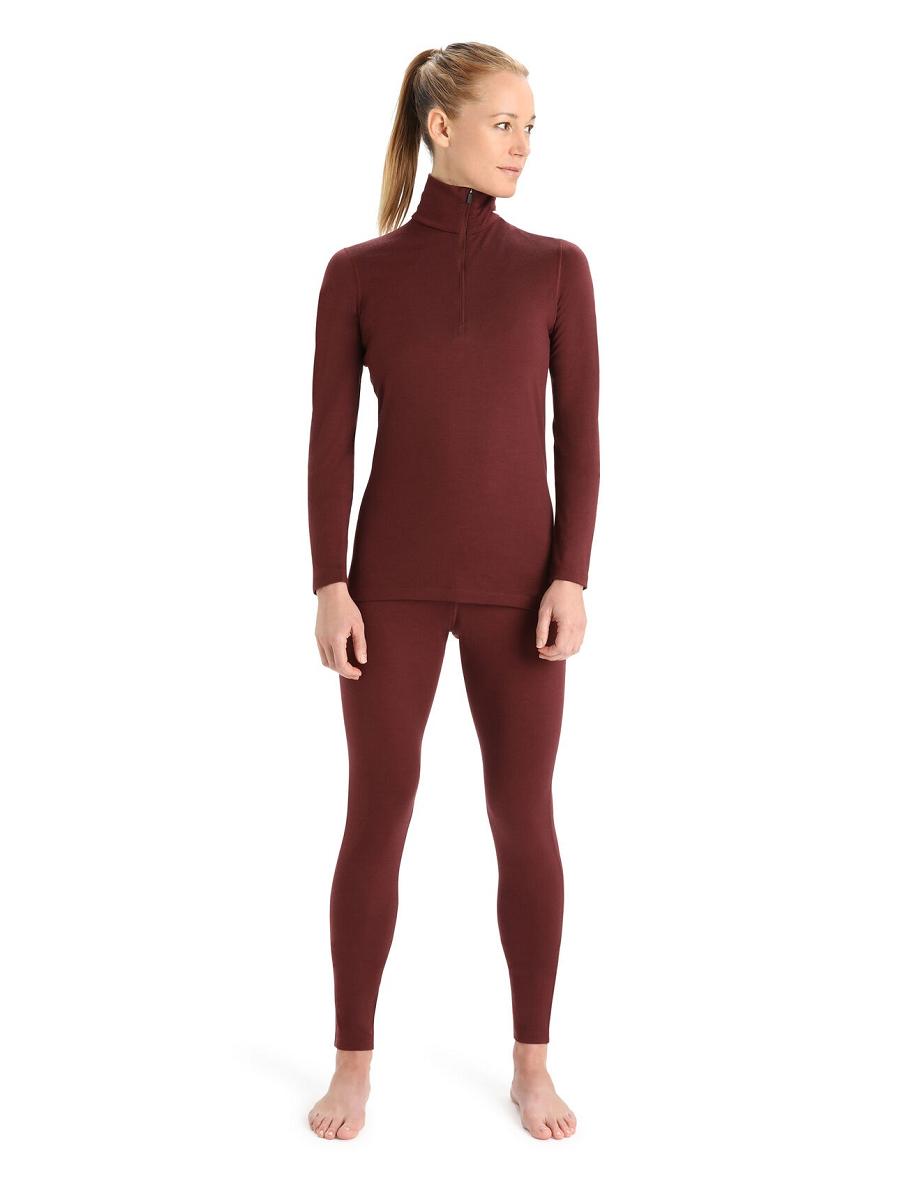 Une pièce Icebreaker Merino 200 Oasis Long Sleeve Half Zip Thermal Top Femme Rouge | FR 1754RVDW